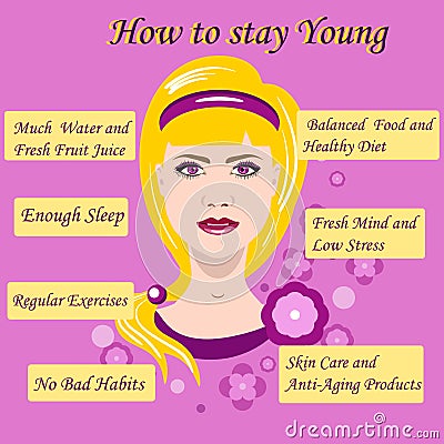 Vector illustration with advice how to stay young Vector Illustration