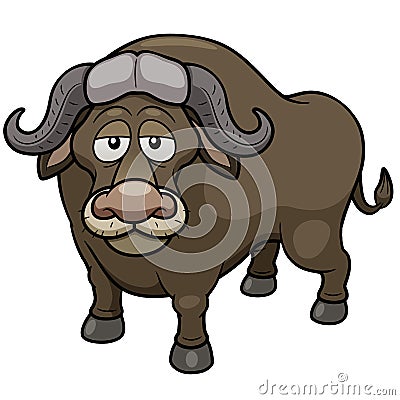 African buffalo cartoon Vector Illustration