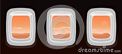 Vector airplane windows inside view Vector Illustration