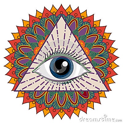 Vector Illustration of an All-Seeing Occult or Masonic Eye Stock Photo