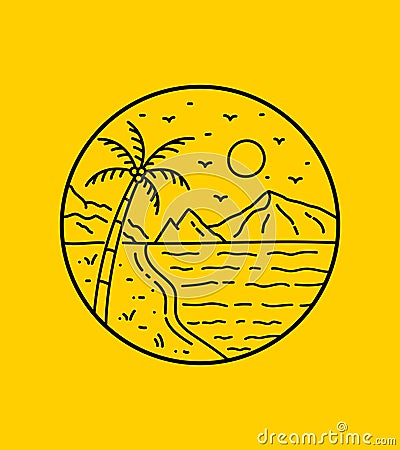 Vector illustration of American Samoa National park in mono line style art for badges, emblems, patches, t-shirts, etc Vector Illustration