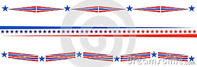 Patriotic border divider american usa flag Vector Illustration