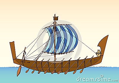 Vector illustration. Ancient Phoenician ship Vector Illustration