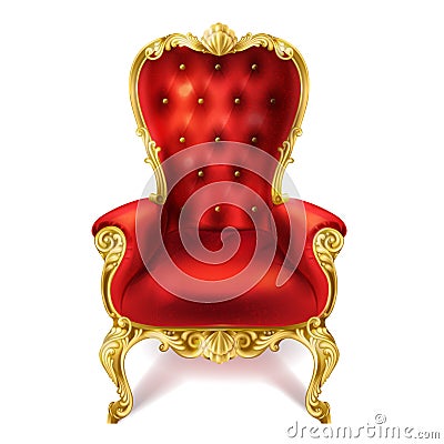 Vector illustration of an ancient red royal throne. Vector Illustration