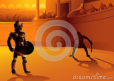 Rome gladiators in the arena Vector Illustration