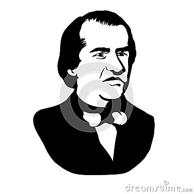 Andrew Johnson.Vector illustration.Black and white drawing Vector Illustration