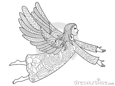 Vector illustration angel in the flowers Vector Illustration