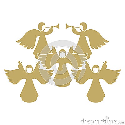 Vector illustration. Angels sing and praise God in heaven Vector Illustration