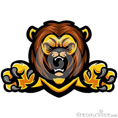 Angry leaping lion mascot character Vector Illustration