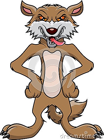 Angry wolf cartoon Vector Illustration