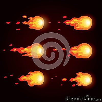 Animation fire ball. Animation of fire. Sprite for games. Vector Illustration