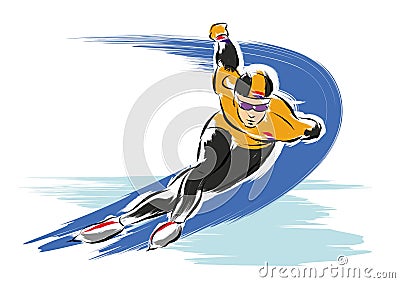 Ice speed skater olympic games Vector Illustration