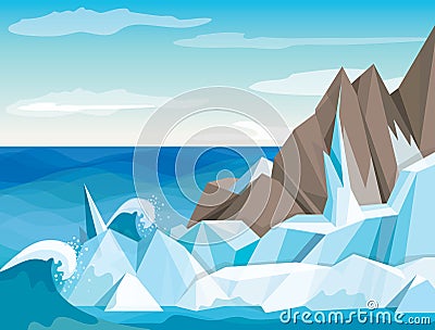 Vector Illustration Antarctic Landscape Stock Vector - Image: 61160367