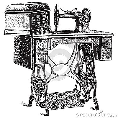 Vector illustration of antique sewing machine Vector Illustration