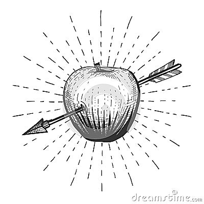 Apple shot with arrow Vector Illustration