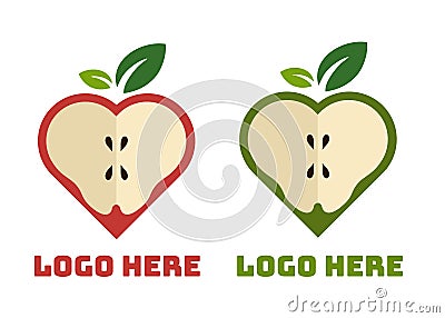 apple fruit love heart logo concept design vector Vector Illustration