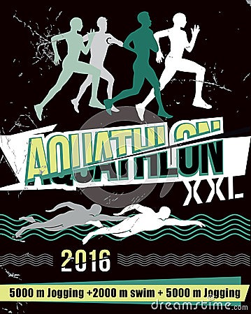 Vector illustration aquathlon - of long distance. Vector Illustration