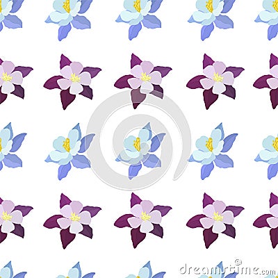 Vector illustration of aquilegia flowers of different colors Vector collection of colored aquilegia Vector Illustration