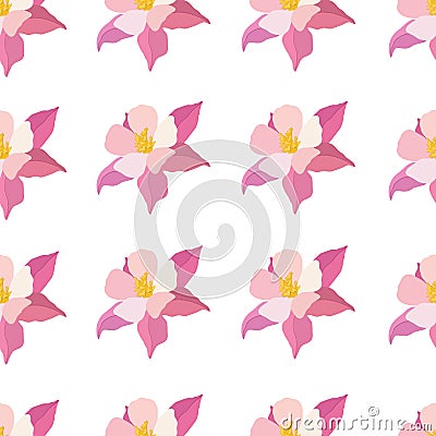 Vector illustration of aquilegia flowers of different colors Vector collection of colored aquilegia Vector Illustration
