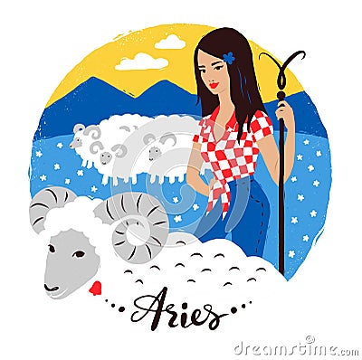 Vector illustration of Aries zodiac sign. Vector Illustration