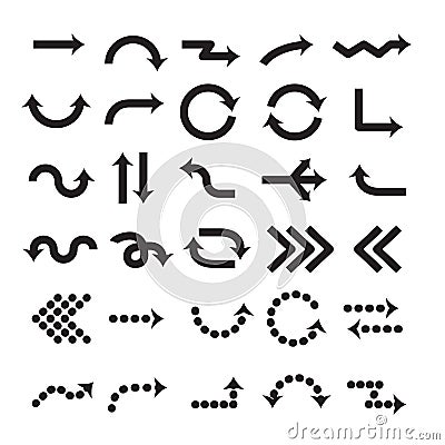 Vector illustration arrow sign. Black arrows symbol set. Cursor vector design. Up, down and right elements Vector Illustration