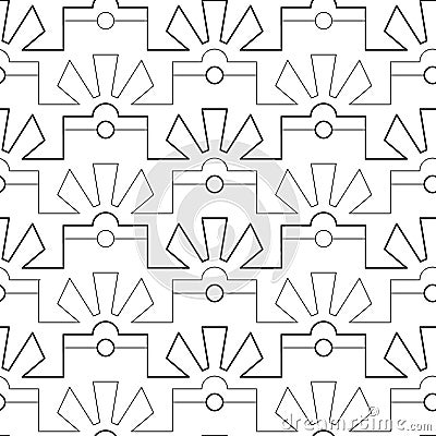 Vector illustration art nouveau seamless line pattern. Monochrome geometric linear art deco repeat texture Vector Illustration