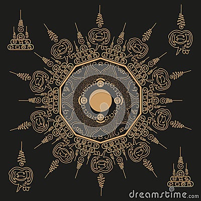 Vector illustration of Asian and Buddhism ancient traditional oriental talismans Vector Illustration