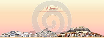 Vector illustration of Athens skyline at sunrise Vector Illustration
