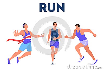 Vector illustration athlete sprinting. Running competition. Young professional Vector Illustration