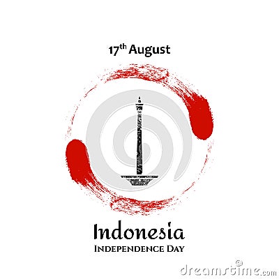 Vector illustration for 17 August Indonesia Independence day in grunge style. Design template for poster, banner,flayer,greeting, Cartoon Illustration