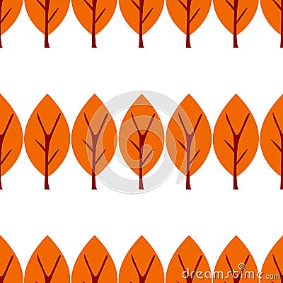 Vector illustration. Autumn flat tree isolated on white background. Seamless pattern Cartoon Illustration