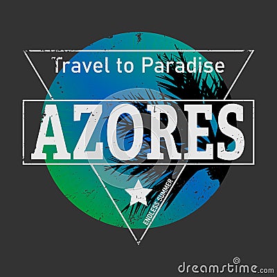 Vector illustration of Azores text in Portuguese, t-shirt, banner Vector Illustration