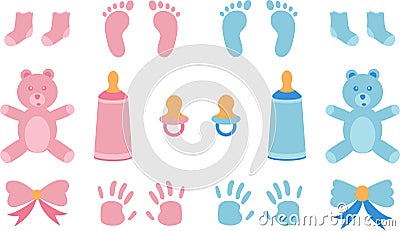 Vector illustration for baby boy shower Cartoon Illustration