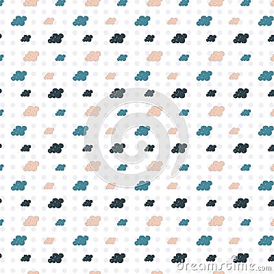 Background with colorful cartoon clouds Vector Illustration