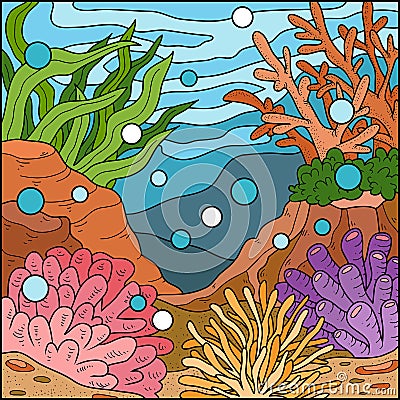 Vector illustration, background (coral reef) Vector Illustration