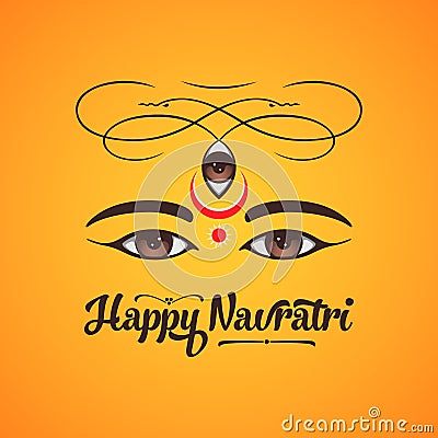 Happy navratri greeting card design. Cartoon Illustration