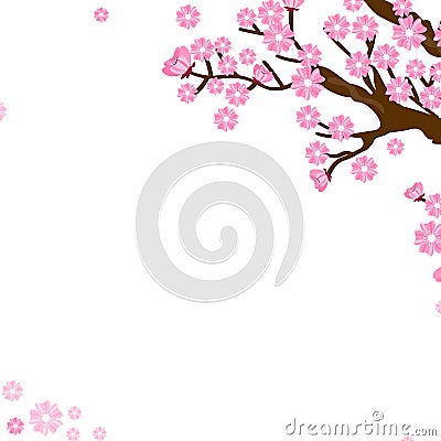 Background with sakura tree Vector Illustration