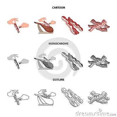 Vector design of and bacon icon. Collection of and calorie stock symbol for web. Vector Illustration