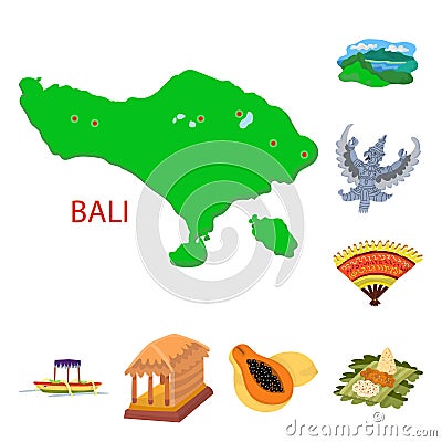 Vector illustration of bali and indonesia symbol. Set of bali and caribbean vector icon for stock. Vector Illustration