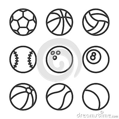 Vector sports outline con set Vector Illustration