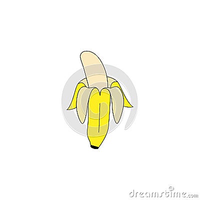 Vector illustration, banan, fruit, appetite, drawing on a white background. Sketch, sticker. Vector Illustration
