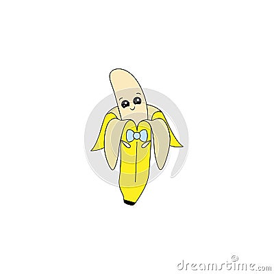 Vector illustration, banan, fruit, appetite, Drawing on a white background. Sketch, stiker. Vector Illustration