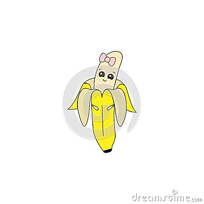 Vector illustration, banan, fruit, appetite, Drawing on a white background. Sketch, stiker. Vector Illustration