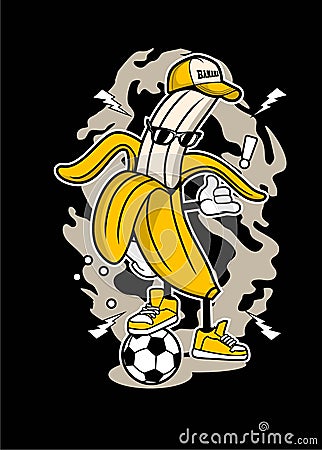 BANANA STREET SOCCER Vector Illustration