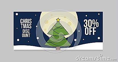 Vector illustration banner with the inscription Christmas discount. Christmas discount festive banner Cartoon Illustration