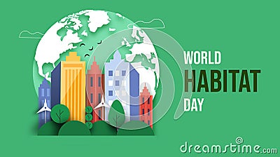 World habitat day event poster design Cartoon Illustration