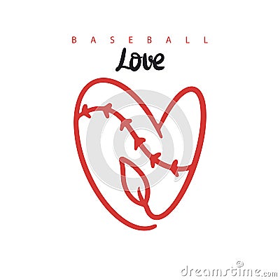 Vector illustration for baseball, heart. Logo for Valentine`s day. Abstract heart. Vector Illustration