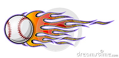 Vector illustration of baseball softball ball with simple flame. Vector Illustration