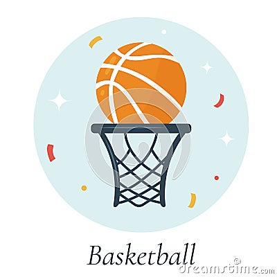 Vector illustration of basketball ball and basket Vector Illustration