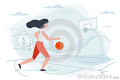 Vector illustration - basketball girl player. Vector Illustration